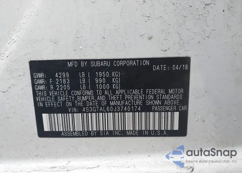 2018 Subaru Impreza 2.0I Sport из США, поврежденный, VIN 4S3GTAL60J3740174